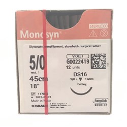 Sutures Monosyn Braun 5/0 DS 16mm 3/8 RC 45cm Violet BOX12