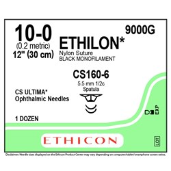 Sutures Ethilon Nylon 10/0 2xCS160-6 5.5mm 1/2 Spat 30cm Blk BOX12