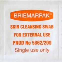 Prepswab Briemar 70% Isoprop & 2% Chlorhexidine 200 CTN25