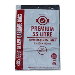 Garbage Bags Black 55L 630mm x 830mm CTN250