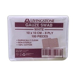 Gauze Swabs 10 x 10cm 8Ply Non Sterile S&M PKT100