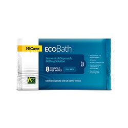 Hicare Eco Bath Wipes Resealable 8 Cloth Pack HCEB830 CTN30