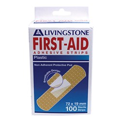 Adhesive Plastic Dressing Strips 72 x 19mm Latex Free BOX100