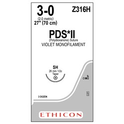 Sutures PDS Plus II Ethicon 3/0 SH 26mm 1/2 Taper 70cm Violet BOX36