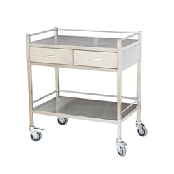 Trolley S/S 2 Drawer Side by Side & Shelf 80x50x90cm Econo