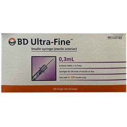Syringes B.D. 0.3ml 29G 13mm Ultra Fine BOX100