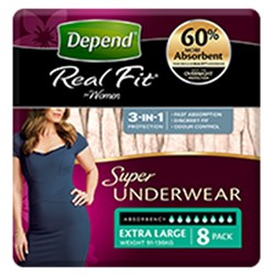 Depend Underwear Women Real Fit Super X-Lge 8 x4 19647 CTN32