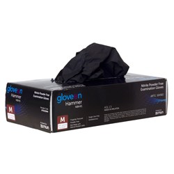 Hammer Nitrile Pwd Free Glove Black N/S Medium BOX100