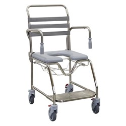 Shower Commode Smik S/S 460W Slide F/Rest Open Seat/Carrier