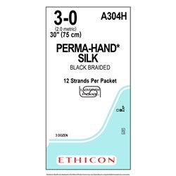 Sutures Silk Eth 3/0 12x75cm No Needle Labyrinth Black BOX36