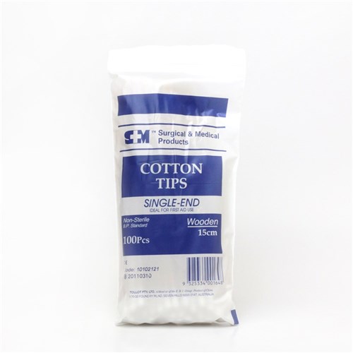 Cotton Tipped Applicators Single End 15cm Wooden P100