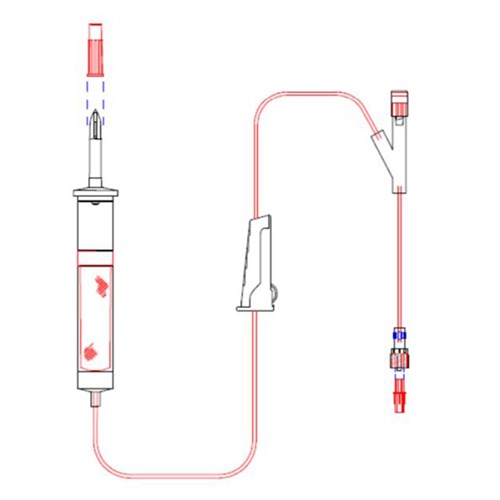 I.V. Admin Set 180cm Tuta Flex Chamber Remov Inj Site ml L/L