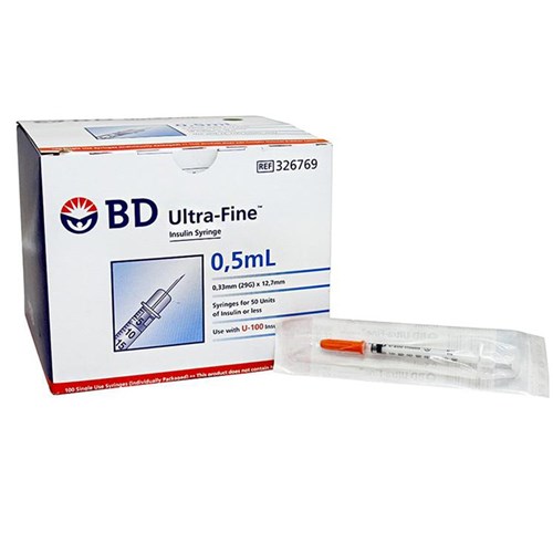 Syringes B.D. 0.5ml 29G U100 13mm
