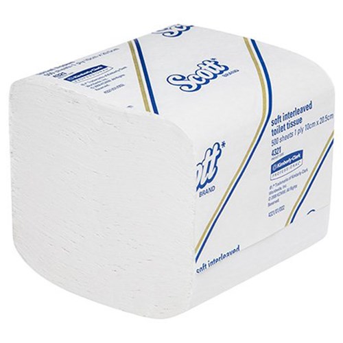 Scott Toilet Tissue Deluxe Soft Interleaved 1Ply 21.5 x 10cm