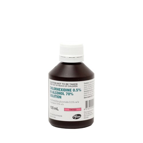 Chlorhexidine 0.5% Alcohol 70% Pink Tint 100ml