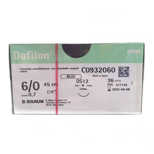 Sutures Nylon Dafilon Braun 6/0 DS 12mm 3/8 RC 45cm Blue