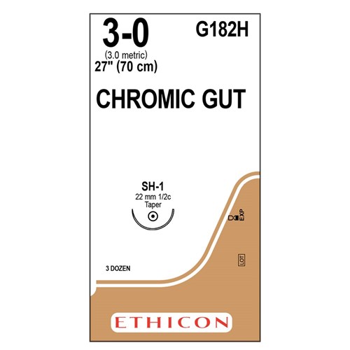 Sutures Catgut Ethicon 3/0 SH-1 22mm 1/2 Taper 70cm Chromic