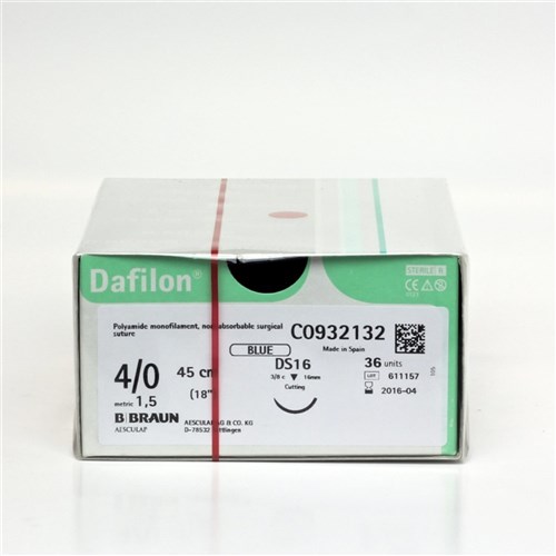 Sutures Nylon Dafilon Braun 4/0 DS 16mm 3/8 RC 45cm Blue