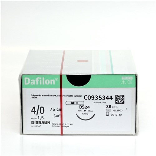 Sutures Nylon Dafilon Braun 4/0 DS 24mm 3/8 RC 75cm Blue