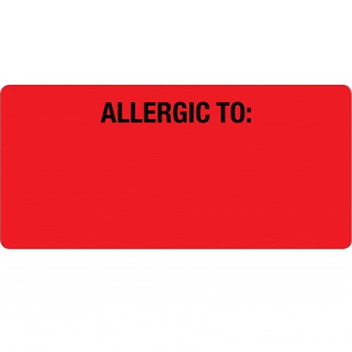 Medical Records Label (Allergic To:) Red  Roll 500