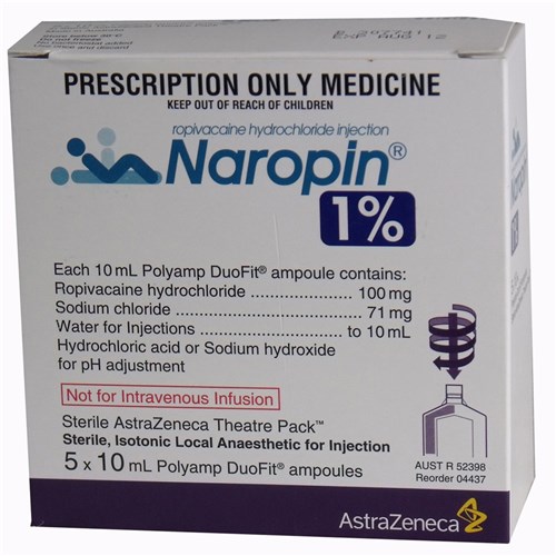 Naropin 100mg 5 x 10ml 1% Plain Polyamp SM