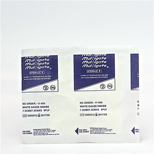 Multigate Gauze Squares Sterile 7.5 x 7.5cm 5's Disp Pk 50 x 6