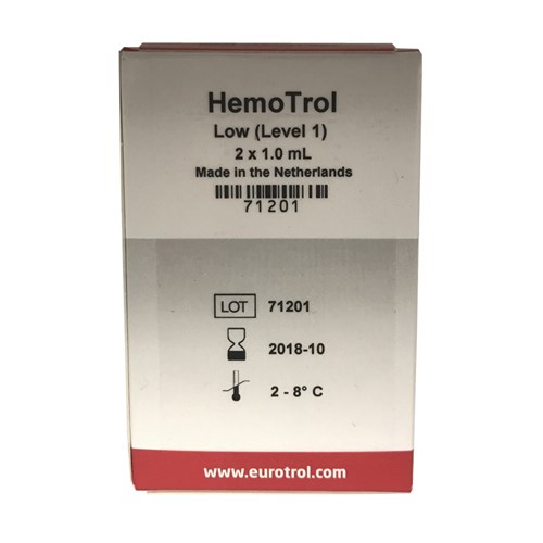 Hemotrol Quality Control Solution Low 2 x 1ml CC For HB201 Cold Chain lines for NON Metropolitan Deliveries are SHIPPED SEPARATELY