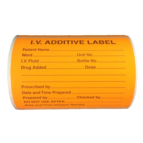 I.V Additive Label (Orange)