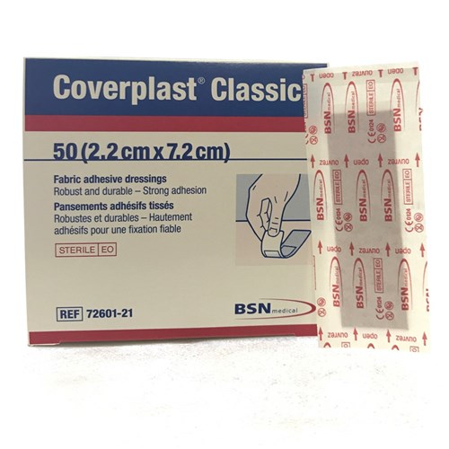 Coverplast Elastic Fabric Strips Sterile Tan 72 x 22mm B50