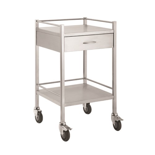 Trolley S/Steel 1 Drawer Shelf & Rails 50 x 50 x 90cm Econo