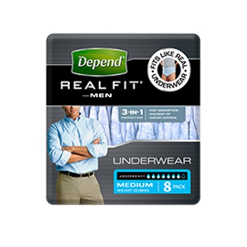 Depend Underwear Men Real Fit Medium 4 x 8  19605