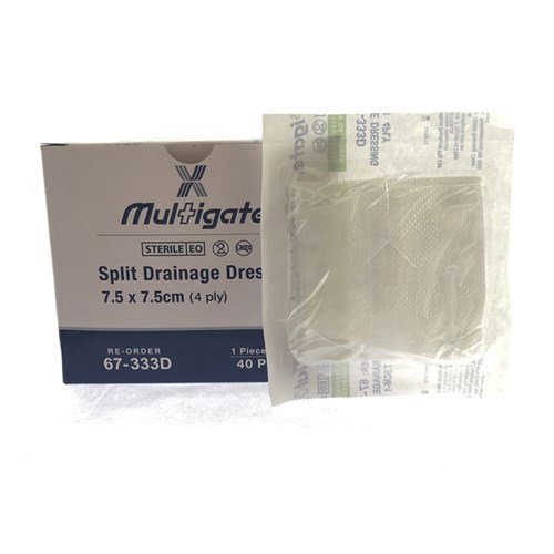 Multigate Split Drainage Dressings Sterile 7.5 x 7.5cm P40