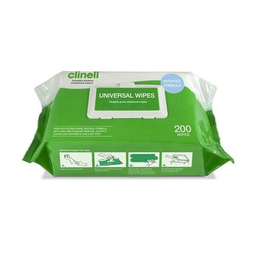 Clinell Universal Sanitising Wipes Hospital Grade P200