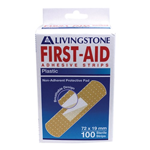 Adhesive Plastic Dressing Strips 72 x 19mm Latex Free B100