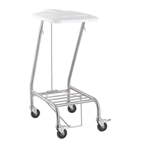 Trolley Linen S/Steel w/ Foot Operated Lid Single SQ Series