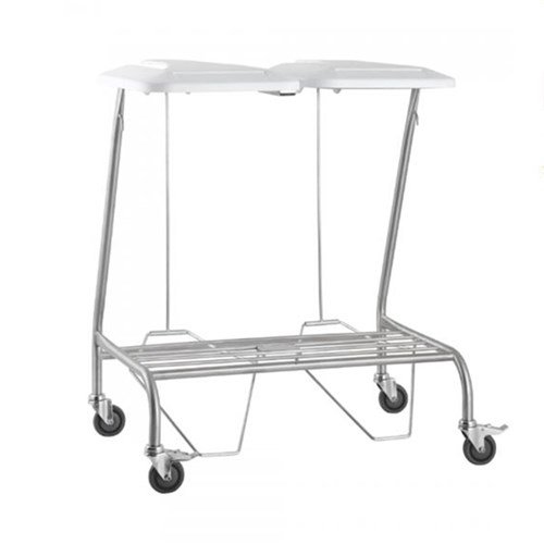 Trolley Linen S/Steel w/ Foot Operated Lid Double SQ Series