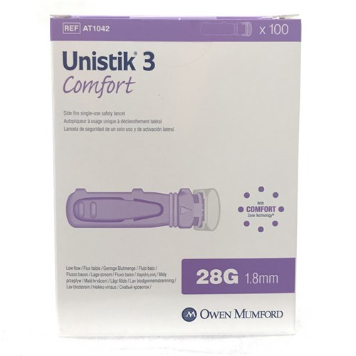 Unistik 3 Comfort Lancet 1.8mm x 28g B100