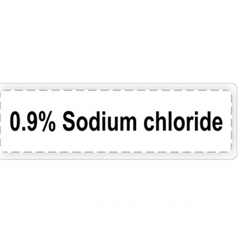 Label 0.9% Sodium Chloride 10mm x 37mm White