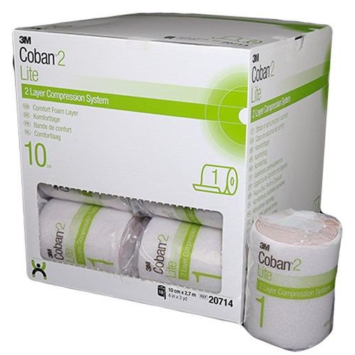 Coban 2 Layer Lite Comfort Foam Compression Bandage 10cm x 2.7m 20714