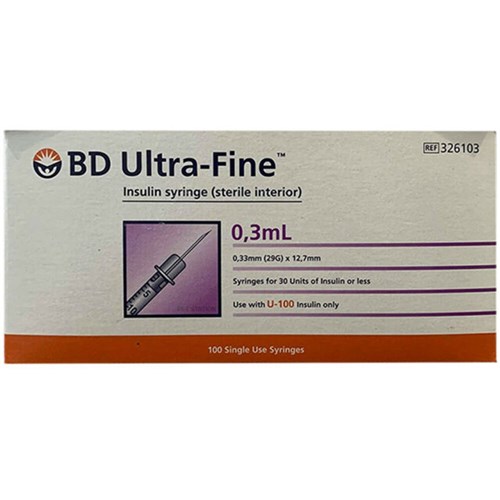 Syringes B.D. 0.3ml 29G 13mm Ultra Fine B100