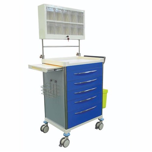 Trolley Anaesthesia 5 Drawer Blue with Accessories