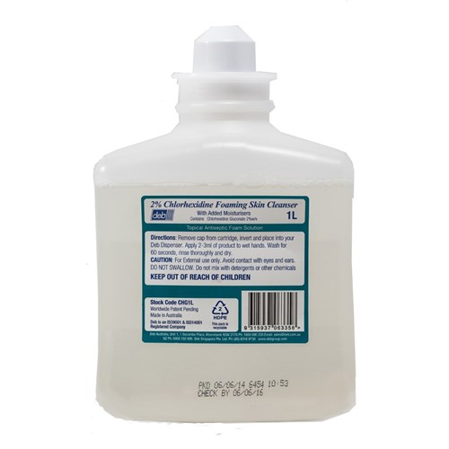 Deb 2% CHG (Chlorhex) Foaming Skin Cleanser 1ltr Cartridge