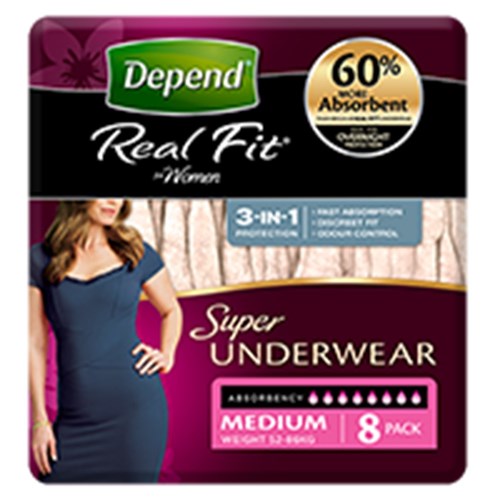 Depend Underwear Women Real Fit Super Medium 8 x 4  19645
