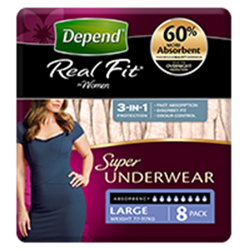 Depend Underwear Women Real Fit Super Large 8 x 4  19646