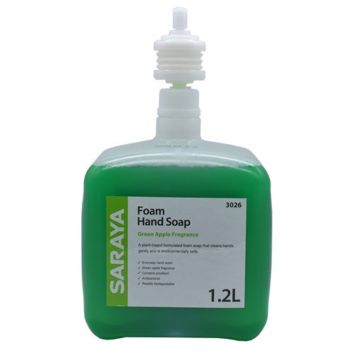 Saraya Foam Hand Soap Green Apple Fragrance 1.2 litre